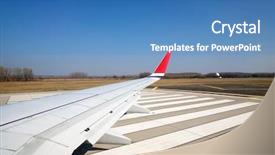  Presentation with plane - PPT theme with civil aviation - passanger plane preparing to take background and a teal colored foreground