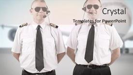  Presentation with airline - Colorful PPT theme enhanced with aircrews - cheerful airline pilots wearing uniforms backdrop and a lemonade colored foreground