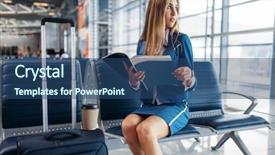  Presentation with keep calm airport - Slide set consisting of airlines service - stewardess reads magazine in airport background and a light blue colored foreground