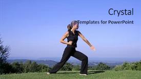  Presentation with self defense - PPT theme with air defence - attractive young woman practising self background and a light blue colored foreground