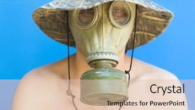  Presentation with gas air - Beautiful PPT theme featuring air defence - funny portrait of man backdrop and a lemonade colored foreground