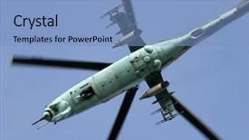  Presentation with helicopter - Beautiful theme featuring air defence - helicopter from bottom backdrop and a light blue colored foreground