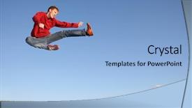  Presentation with high jump up - Presentation theme consisting of air defence - jump figth man background and a light blue colored foreground