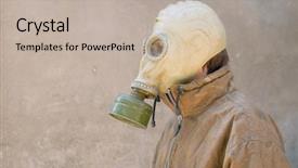  Presentation with gas air - Presentation enhanced with air defence - man in gas mask background and a mint green colored foreground