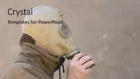  Presentation with oil and gas - Amazing PPT theme having air defence - man in gas mask backdrop and a  colored foreground