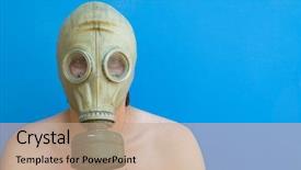  Presentation with gas - Presentation theme enhanced with air defence - man with gas mask background and a coral colored foreground