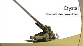  Presentation with aircraft - Theme having air defence - old anti-aircraft cannon background and a white colored foreground