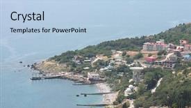  Presentation with heights - Cool new slide deck with air defence - view to yalta town backdrop and a light blue colored foreground