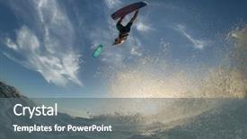  Presentation with sound waves wave oscillating - Theme enhanced with air drop - kiteboarding action photos man background and a gray colored foreground