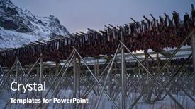  Presentation with salmon fish - Beautiful PPT layouts featuring air-drying-of-salmon-fish backdrop and a dark gray colored foreground