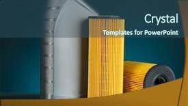  Presentation with motor oil - Presentation design featuring air filtration - car oil filters and motor background and a ocean colored foreground