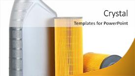  Presentation with motor oil - Audience pleasing theme consisting of air filtration - car oil filters and motor backdrop and a  colored foreground