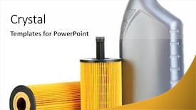  Presentation with motor oil - Slide deck with air filtration - car oil filters and motor background and a white colored foreground