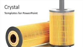  Presentation with air filtration - Slide set having air filtration - car oil filters isolated background and a  colored foreground