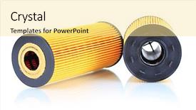  Presentation with air filtration - Audience pleasing presentation design consisting of air filtration - car oil filters isolated backdrop and a  colored foreground