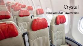  Presentation with airplane queuing on runway - Theme consisting of air flight - seat in airplane background and a  colored foreground