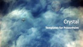 Presentation with moon - Beautiful PPT theme featuring air flight - sky with clouds and moon backdrop and a  colored foreground