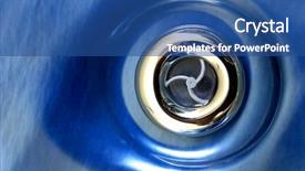  Presentation with blue eyes technology close up - Beautiful PPT theme featuring air flow - closeup of vent set backdrop and a ocean colored foreground