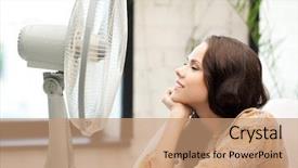  Presentation with ventilator - Slide set consisting of air flow - picture of happy and smiling background and a coral colored foreground