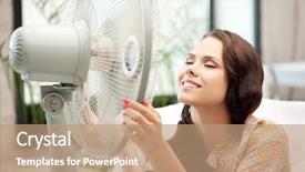  Presentation with happy smiling woman dental health - Slide deck with air flow - picture of happy woman background and a coral colored foreground