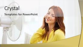  Presentation with teenage girl - Colorful presentation design enhanced with air flow - summer weather and equipemt concept backdrop and a light gray colored foreground