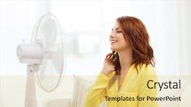  Presentation with teenage girl - Audience pleasing presentation theme consisting of air flow - summer weather and equipemt concept backdrop and a yellow colored foreground