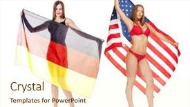  Presentation with usa flag - Audience pleasing slides consisting of air force symbol - beautiful blonde woman in red backdrop and a cream colored foreground