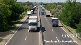  Presentation with air freight - Audience pleasing presentation theme consisting of air freight - highway with trucks passing backdrop and a gray colored foreground