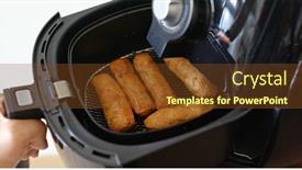  Presentation with roll cake - Presentation design enhanced with air-fryer-homemade-crispy-fish background and a tawny brown colored foreground