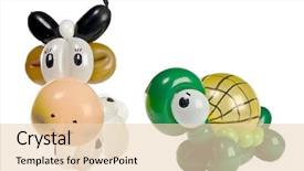  Presentation with animal cow - Slides featuring animals entertainment - balloon animal turtle and cow background and a lemonade colored foreground