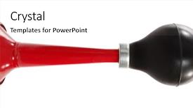  Presentation with trumpet - Theme featuring bugle - red bulb trumpet background and a white colored foreground