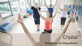  Presentation with middle class - Colorful presentation design enhanced with air in yoga class backdrop and a soft green colored foreground