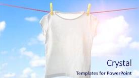  Presentation with clean air - PPT theme featuring air line - rope with clean clothes outdoors background and a sky blue colored foreground