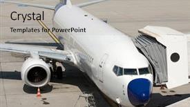  Presentation with airport terminal - PPT theme featuring air logistic - commercial airplane parked background and a light gray colored foreground