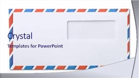  Presentation with envelope - PPT theme featuring air mail window envelope isolated background and a sky blue colored foreground