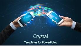  Presentation with mobile applications - Amazing slides having smart grid system - two mobile phones syncing applications backdrop and a ocean colored foreground