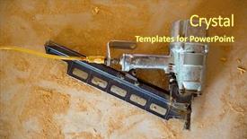  Presentation with nail - Colorful PPT layouts enhanced with air nail gun pneumatic framing backdrop and a tawny brown colored foreground