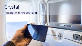  Presentation with movies - Presentation having air navigation - hand with smartphone to watch background and a sky blue colored foreground