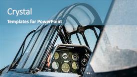  Presentation with airplane navigation - Presentation design enhanced with air navigation - open vintage airplane cockpit blue background and a teal colored foreground