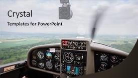  Presentation with airplane navigation - Audience pleasing PPT theme consisting of air navigation - pilot flying a private sport backdrop and a sky blue colored foreground