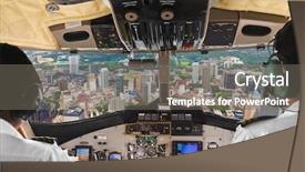  Presentation with air plane - Beautiful presentation theme featuring air navigation - pilots in the plane cockpit backdrop and a gray colored foreground