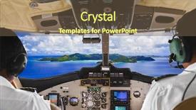  Presentation with air plane - PPT theme enhanced with air navigation - pilots in the plane cockpit background and a tawny brown colored foreground