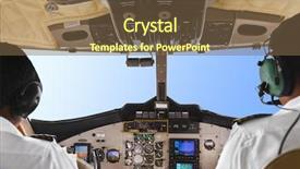  Presentation with air plane - Colorful slide deck enhanced with air navigation - pilots in the plane cockpit backdrop and a tawny brown colored foreground
