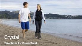  Presentation with walking together - Theme featuring air new zealand - two friends talking and walking background and a  colored foreground