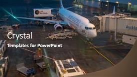  Presentation with airport terminal - PPT theme having air-new-zealand-planes background and a dark gray colored foreground