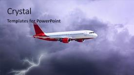  Presentation with lightning - PPT theme consisting of mistic - airplane in air on sky background and a light blue colored foreground