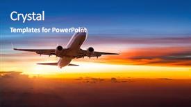  Presentation with sunrise - Beautiful PPT layouts featuring air plane - airplane in the sky backdrop and a ocean colored foreground