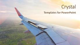  Presentation with airplane - Theme featuring air plane - wing of an airplane flying background and a cream colored foreground