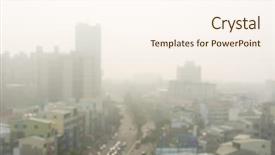  Presentation with pollution air - Beautiful presentation theme featuring air pollution background with abstract backdrop and a cream colored foreground