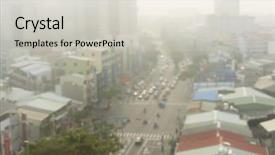  Presentation with pollution air - Colorful PPT theme enhanced with air pollution background with abstract backdrop and a soft green colored foreground